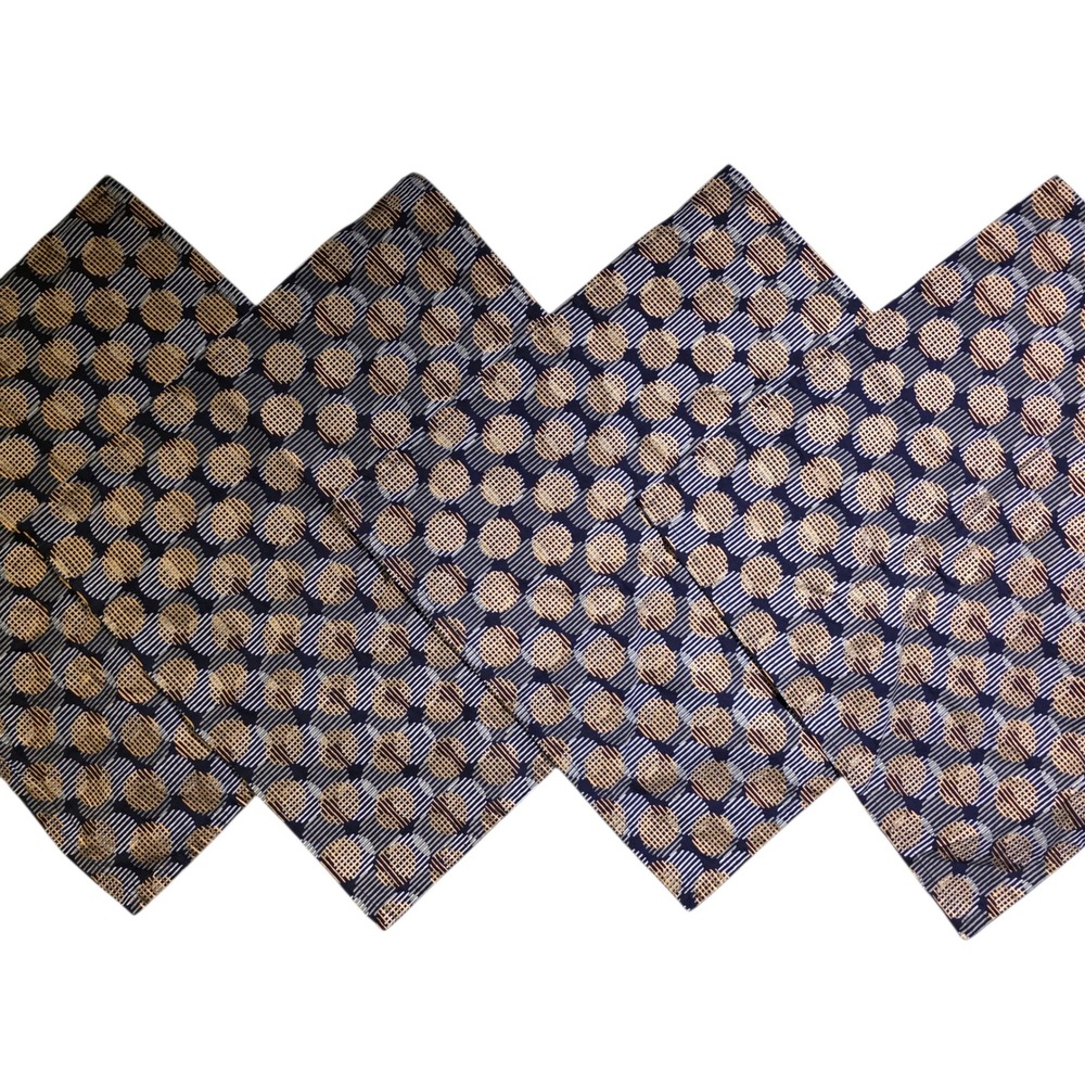Crate & Barrel 4pc Orazi Navy Cotton Napkin Set Geometric‎ Print Dinner Table